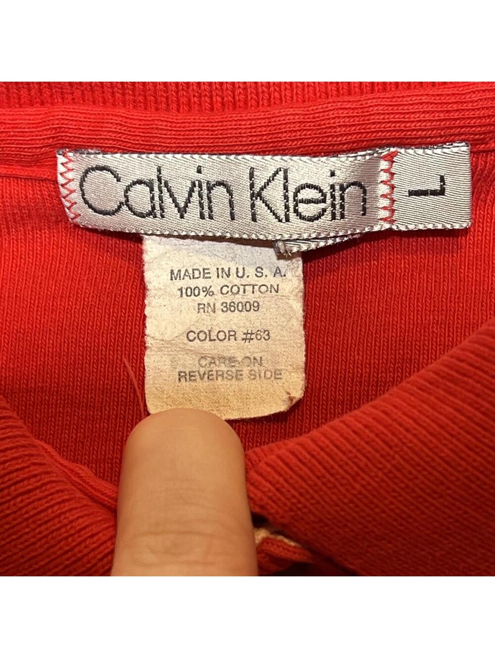 Vintage 90s Calvin Klein Red Long Sleeve Polo Shirt Size L - Picture 3 of 3